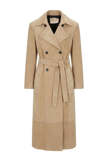 Camel Double-Breasted Belted Coat - view 1