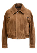 Caramel Suede Bomber Jacket - view 1