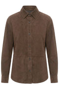Chocolate Suede Belted Shirt Jacket - view 1