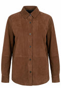 Cognac Suede Belted Shirt Jacket - view 1