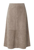 Taupe Suede A-Line Midi Skirt