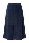 Navy Suede A-Line Midi Skirt - view 1