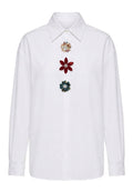 White Gem-Flower Button Shirt