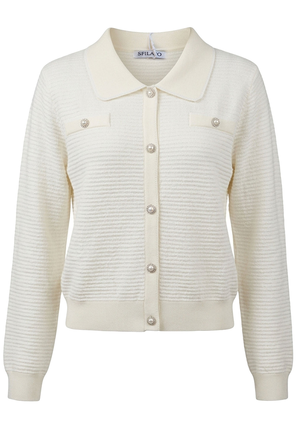 White and Gray Sfilato cardigan - view 1