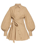 Camel Belted Shirt Mini Dress - view 1