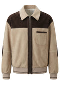 Ivory Brown Suede Bomber Jacket - view 1