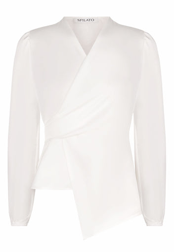 Ivory Wrap Long-Sleeve Blouse - view 1
