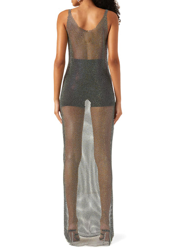Silver Metallic Mesh Slip Dress - view 4