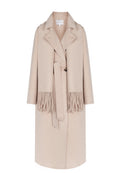 Beige Scarf-Trim Long Wool Coat - view 1