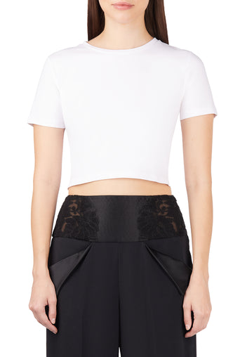 White Cropped Crewneck T-Shirt - view 3