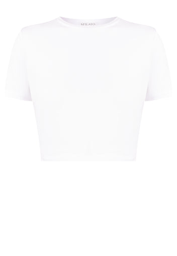 White Cropped Crewneck T-Shirt - view 1
