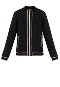 Black Contrast-Trim Zip Knit Cardigan - view 1