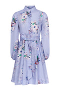 Lavender Floral Belted Shirt Dress - view 1