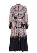 Dark Floral Belted Midi Dress - view 1