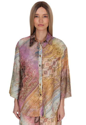 Caramel Printed Short-Sleeve Shirt Set - view 4