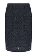 Navy Open-Knit Pencil Skirt - view 1