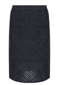 Navy Open-Knit Midi Skirt - view 1