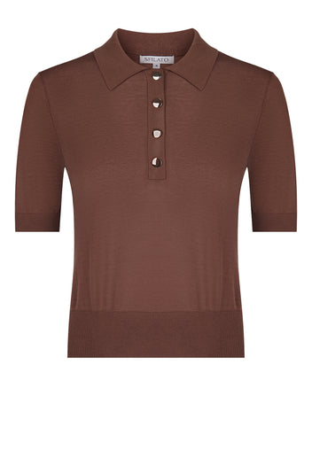 Brown Sfilato polo - view 1