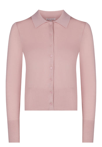 Pink Collared Button Knit Cardigan - view 1
