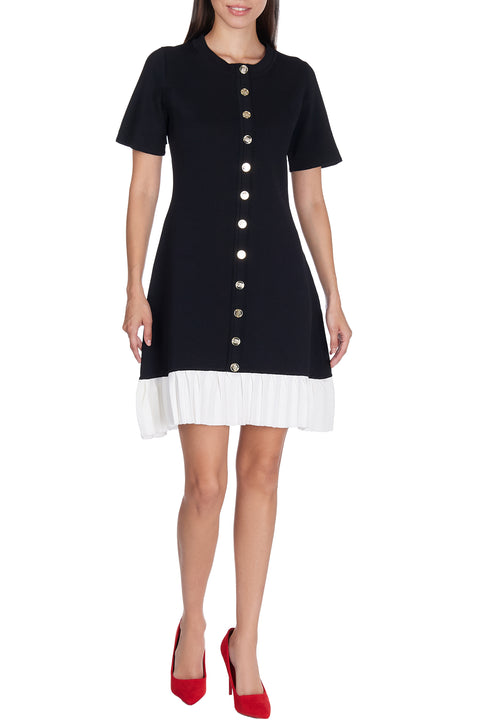 Black Button-Front Knit Mini Dress - view 2
