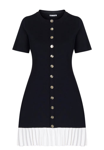 Black Button-Front Knit Mini Dress - view 1