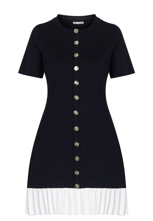 Black Button-Front Knit Mini Dress - view 1