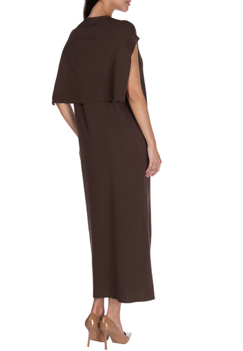 Chocolate Hooded Knit Midi Dress - view 5