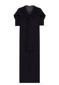 Black Hooded Knit Midi Dress - view 1