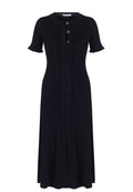 Black Ribbed Button Midi Dress - view 1