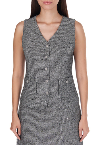 Gray Waistcoat and Midi Skirt Suit - view 6