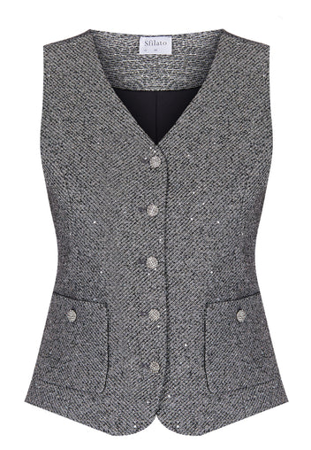 Gray Waistcoat and Midi Skirt Suit - view 9