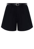 Black Tailored Belted Shorts - view 1
