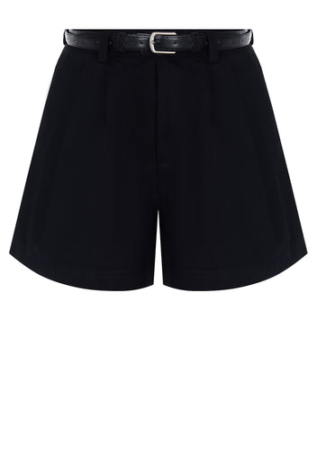 Black Tailored Belted Shorts - view 1