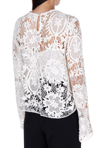 White Lace Long-Sleeve Blouse - view 2