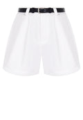 White Belted Tailored Shorts - view 1