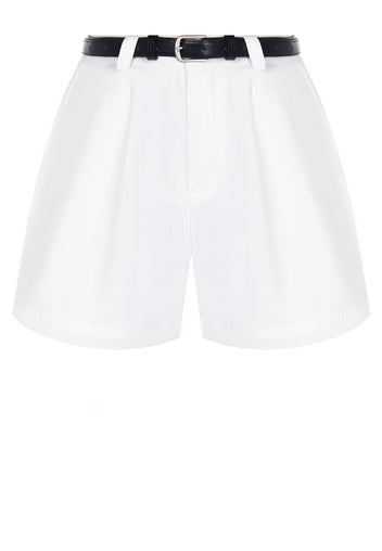 White Belted Tailored Shorts - view 1