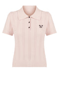 Pink Ribbed Short-Sleeve Polo Top - view 1
