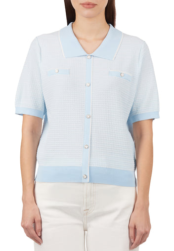 Sky Short-Sleeve Button Knit Cardigan - view 5