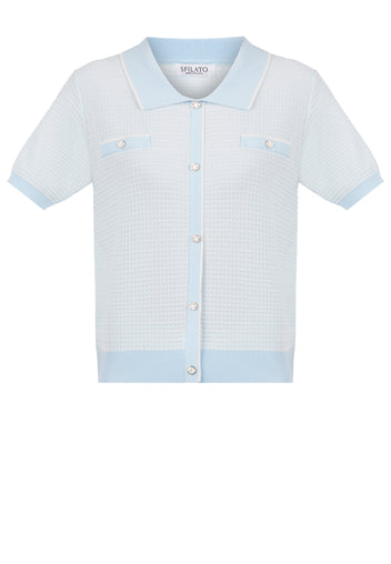 Sky Short-Sleeve Button Knit Cardigan - view 1