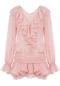 Pink Ruffle Lace Midi Dress - view 1
