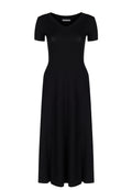 Black Short-Sleeve Knit Midi Dress - view 1