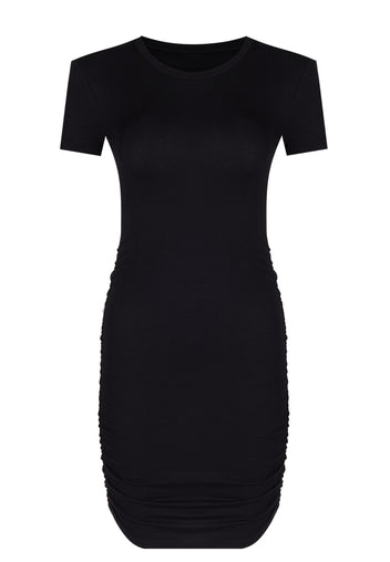 Black Ruched T-Shirt Mini Dress - view 1