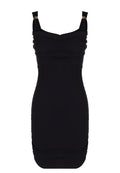 Black Ruched-Strap Mini Dress - view 1
