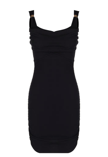 Black Ruched-Strap Mini Dress - view 1