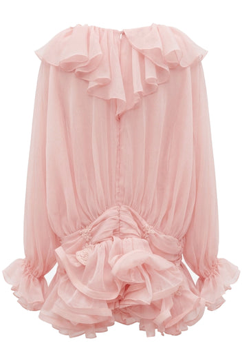 Pink Ruffle Lace Midi Dress - view 2