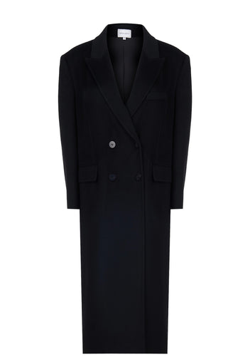Black Single-Breasted Long Wool Coat - view 1