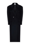 Black Double-Breasted Long Wool Coat - view 1