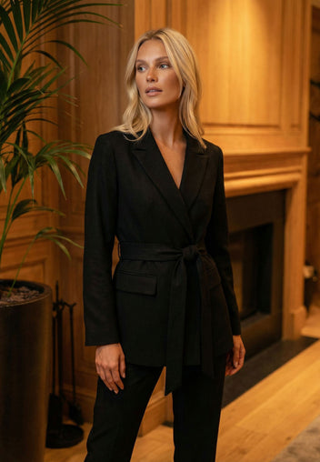 Black Belted Wrap Blazer - view 2