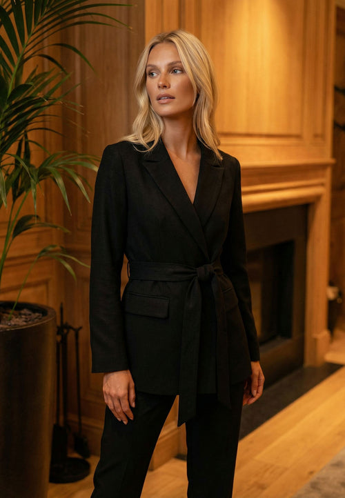 Black Belted Wrap Blazer - view 2