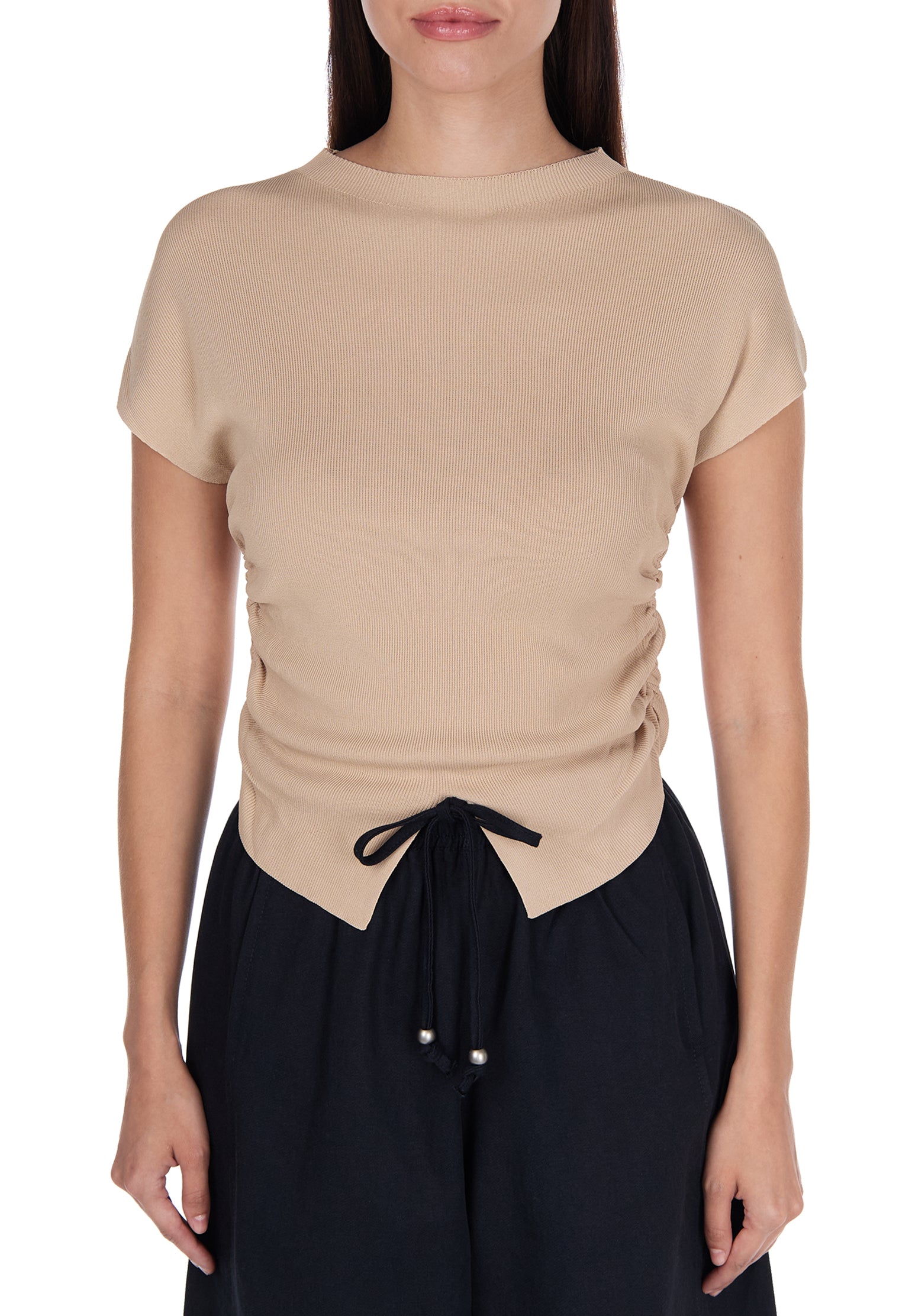 Beige Sfilato short sleeve top - view 4